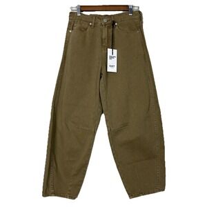 NEW NWT OAT New York High Rise Barrel Leg Khaki Denim Jeans Pants 2/26 Boho